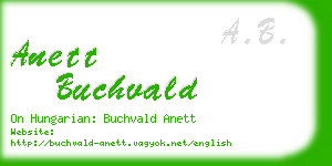 anett buchvald business card